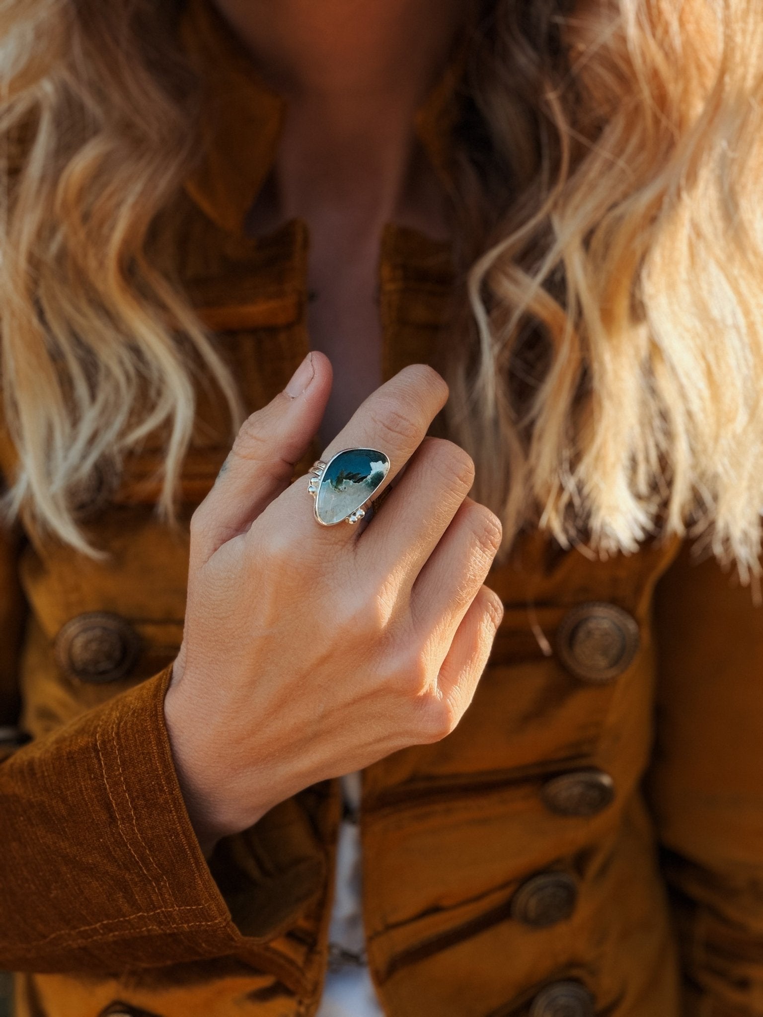 Ocean Jasper Ring (Size 7.5) - Golden Road Crafted
