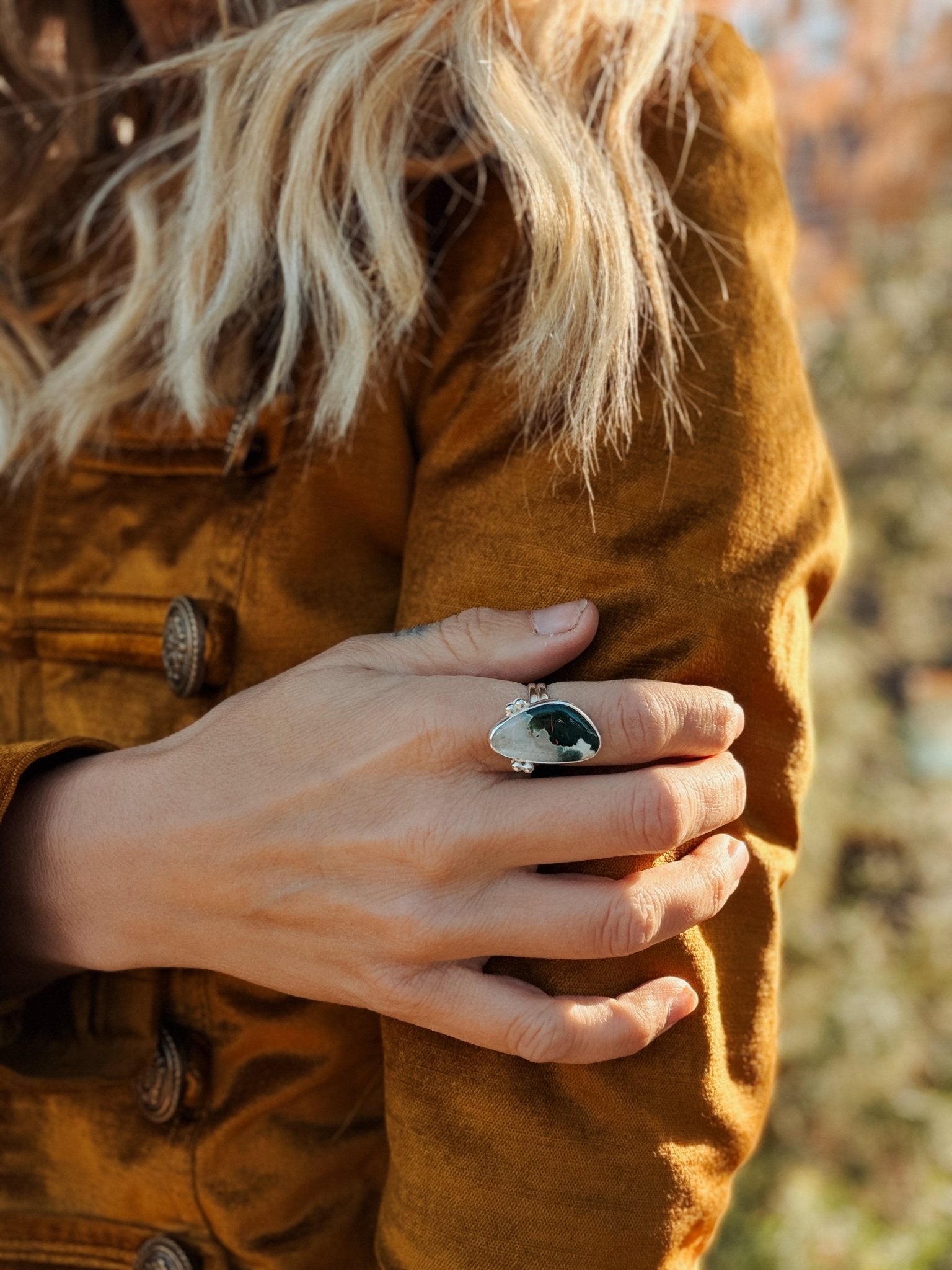 Ocean Jasper Ring (Size 7.5) - Golden Road Crafted