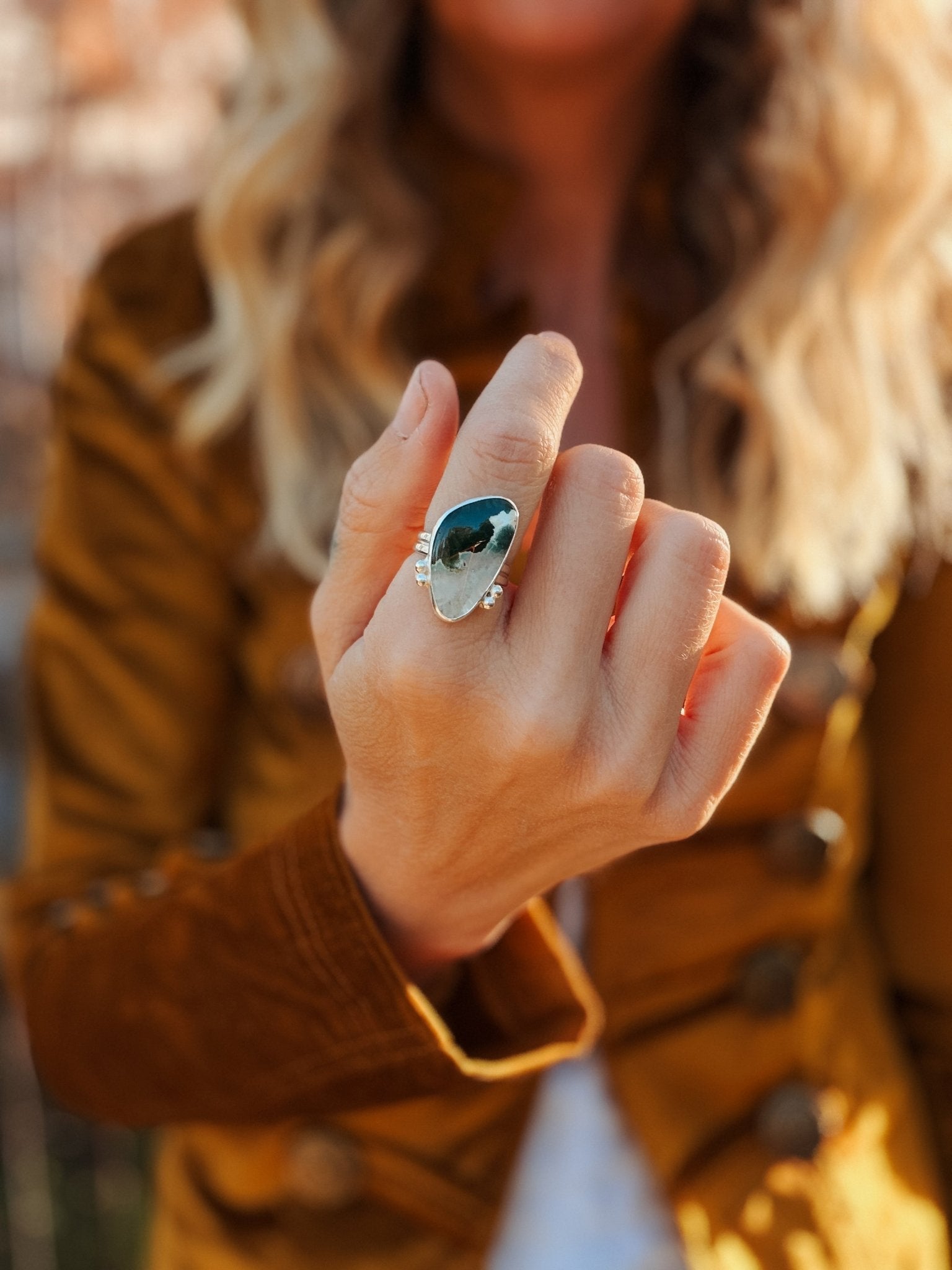 Ocean Jasper Ring (Size 7.5) - Golden Road Crafted