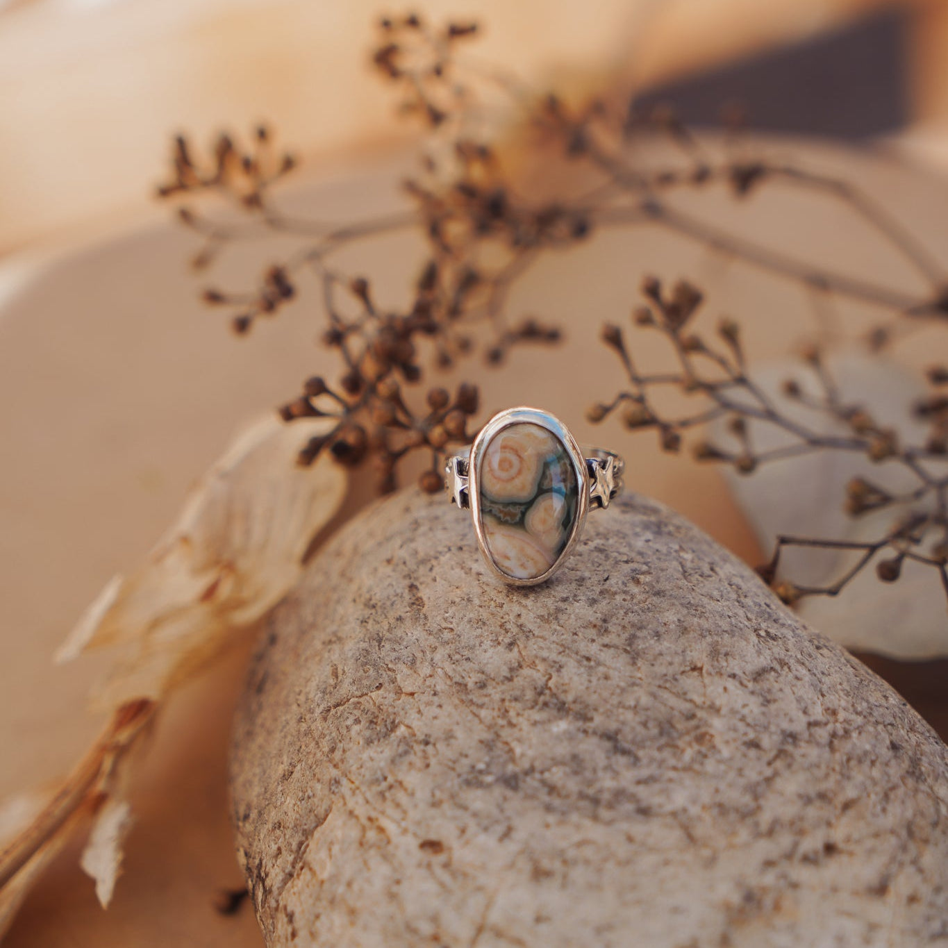 Ocean Jasper Ring (Size 7.75) - Golden Road Crafted