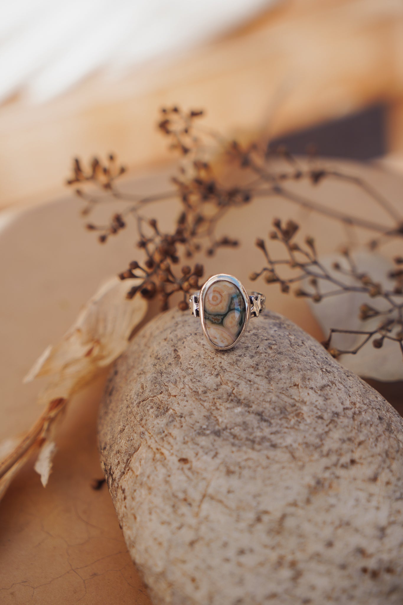 Ocean Jasper Ring (Size 7.75) - Golden Road Crafted