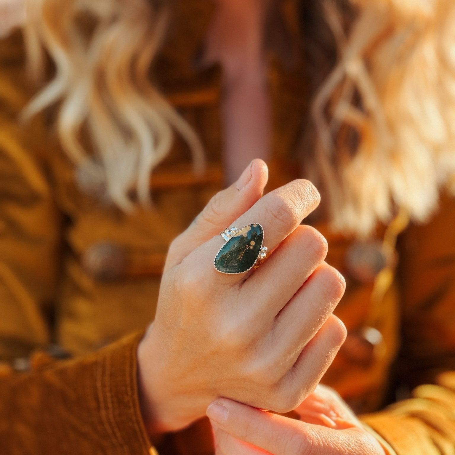 Ocean Jasper Ring (Size 8) - Golden Road Crafted
