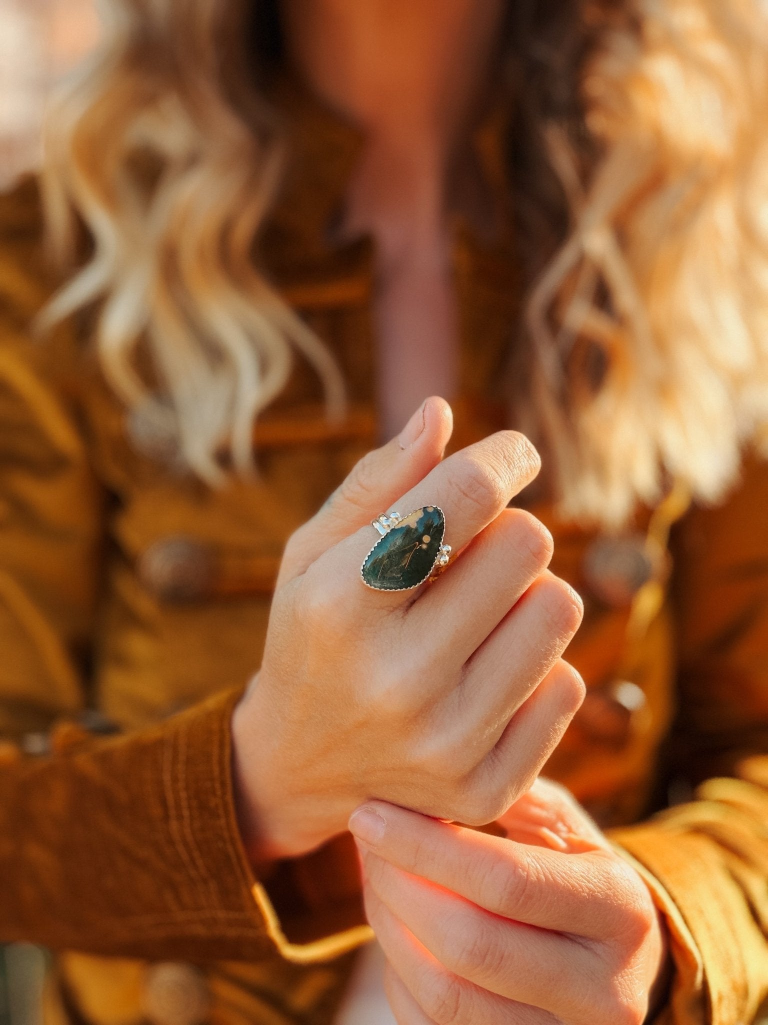 Ocean Jasper Ring (Size 8) - Golden Road Crafted