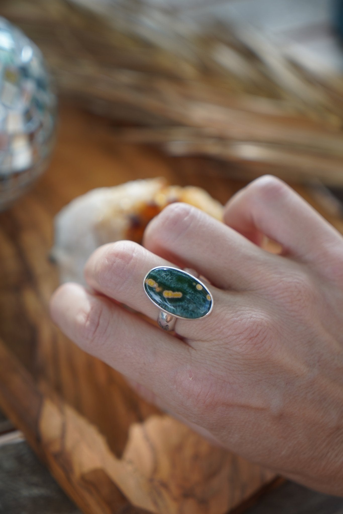 Ocean Jasper Ring (Size 8) - Golden Road Crafted