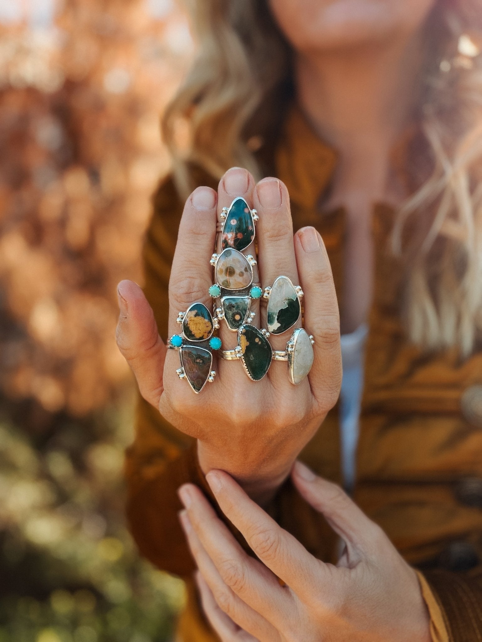 Ocean Jasper Ring (Size 8) - Golden Road Crafted