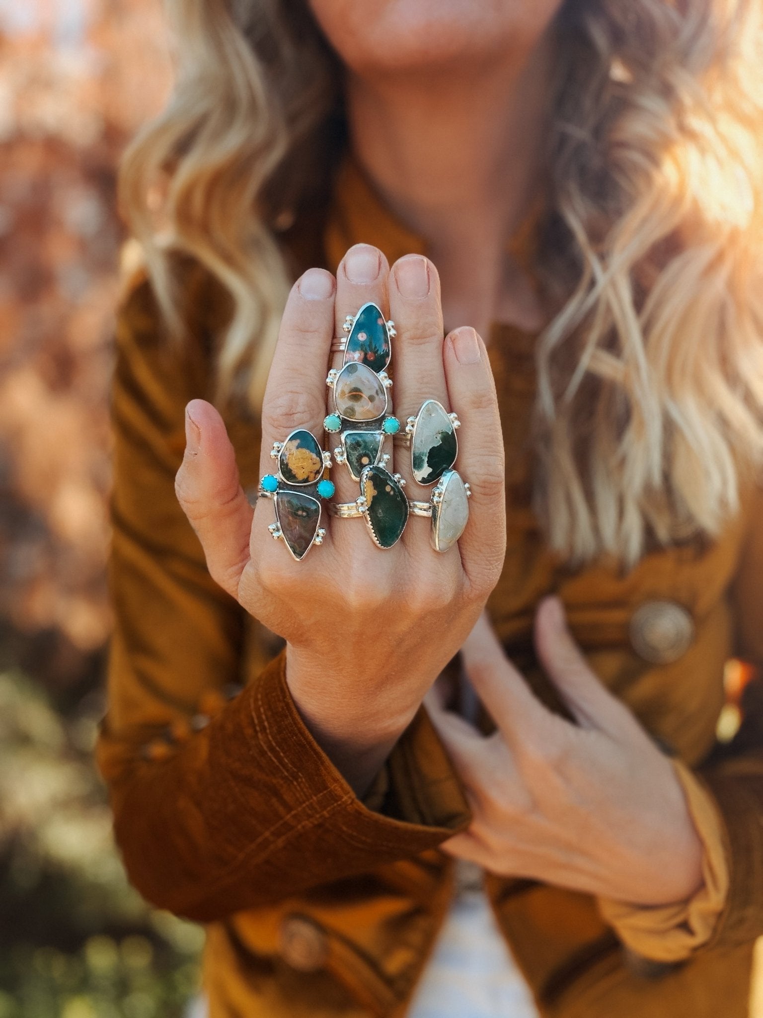 Ocean Jasper Ring (Size 8) - Golden Road Crafted