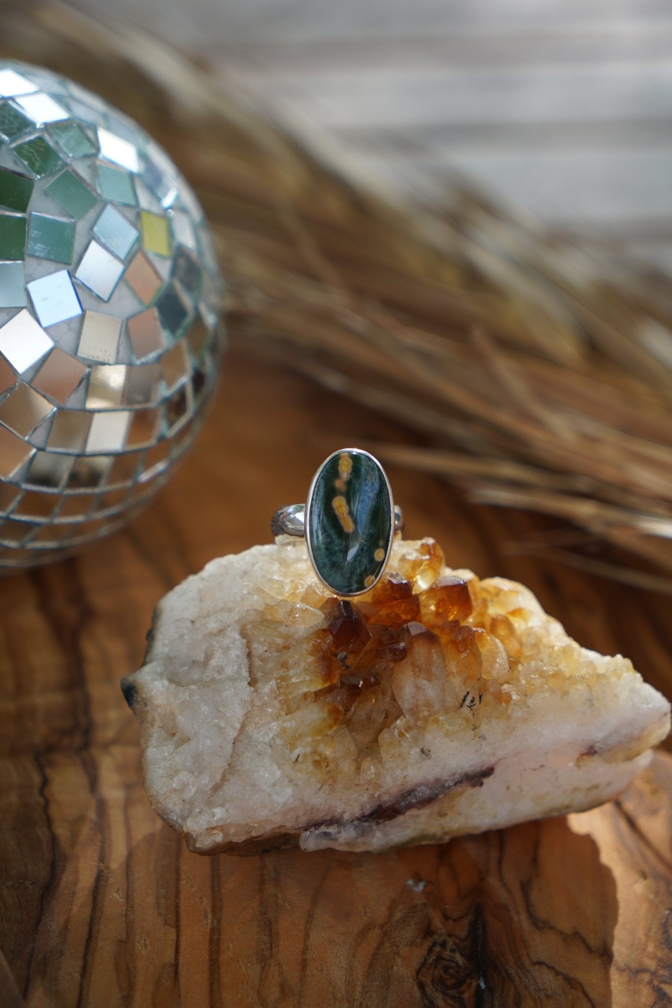 Ocean Jasper Ring (Size 8) - Golden Road Crafted
