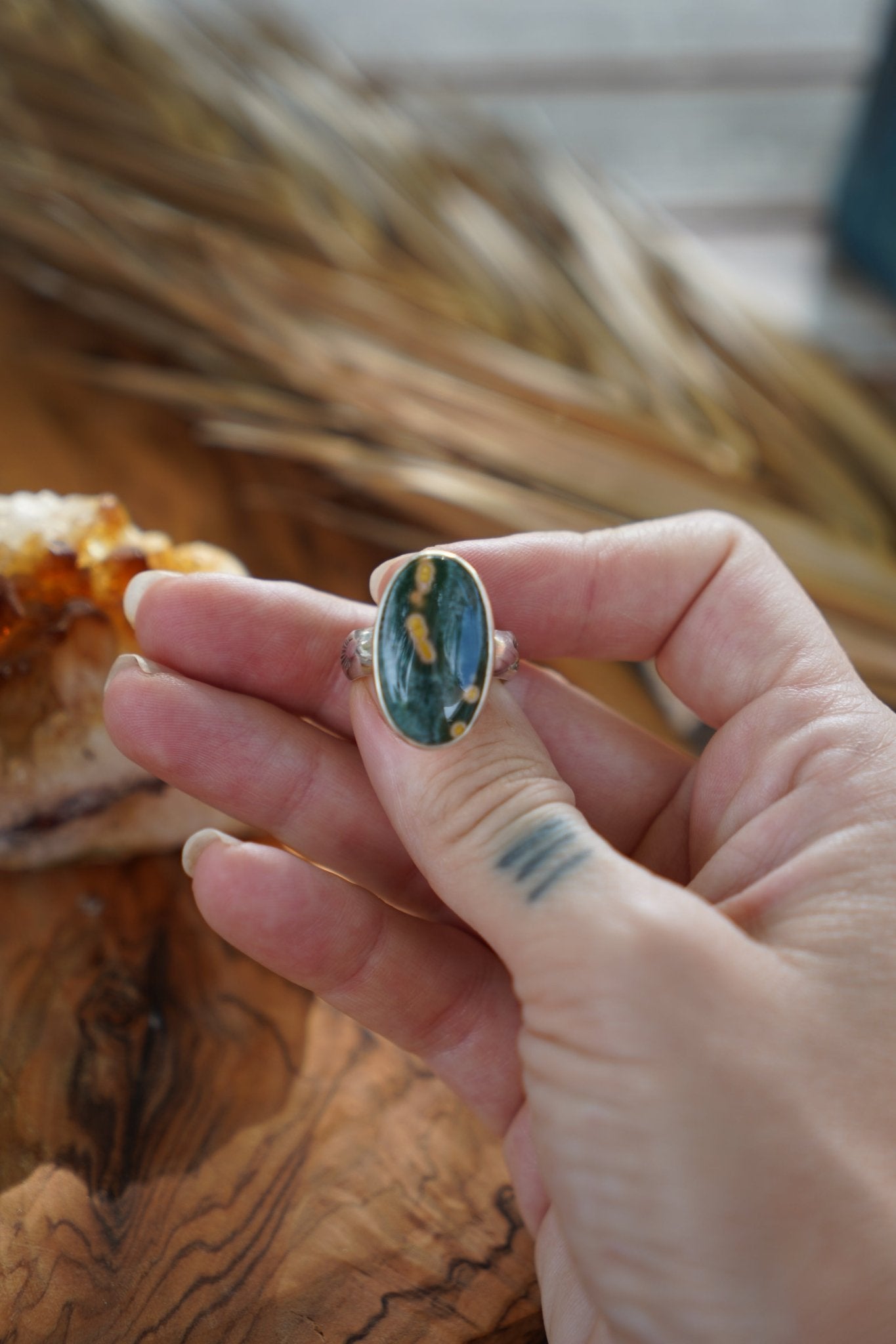 Ocean Jasper Ring (Size 8) - Golden Road Crafted