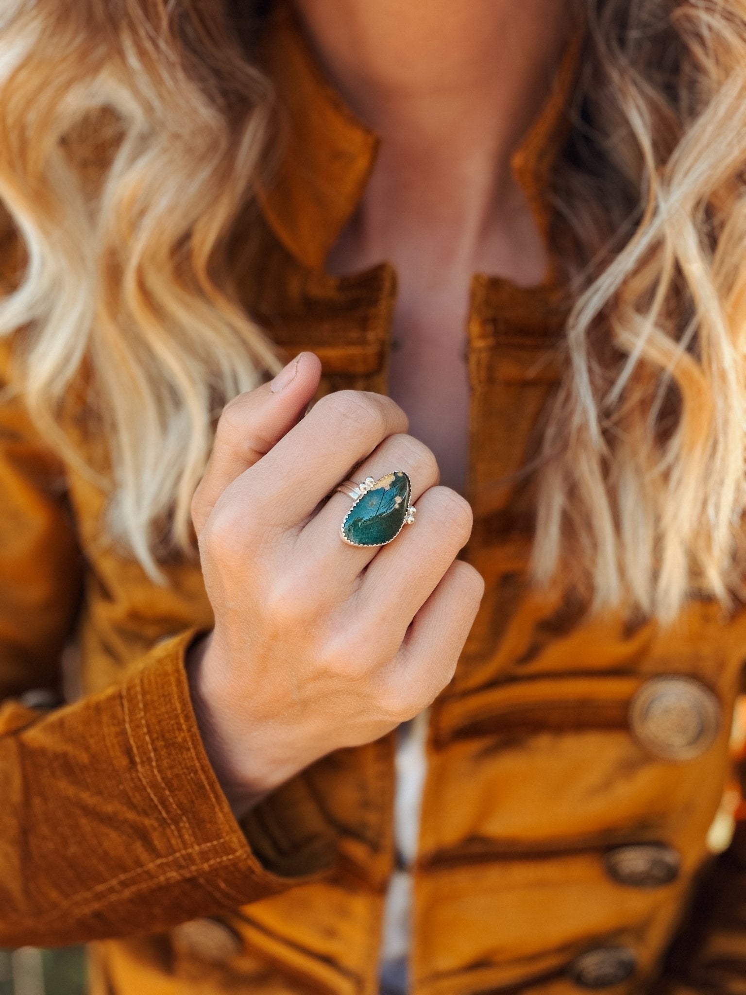 Ocean Jasper Ring (Size 8) - Golden Road Crafted