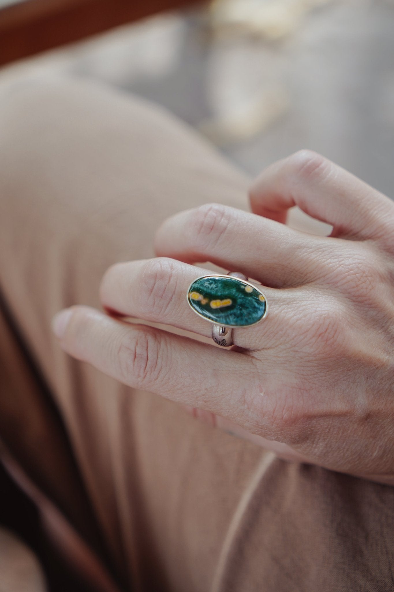 Ocean Jasper Ring (Size 8) - Golden Road Crafted