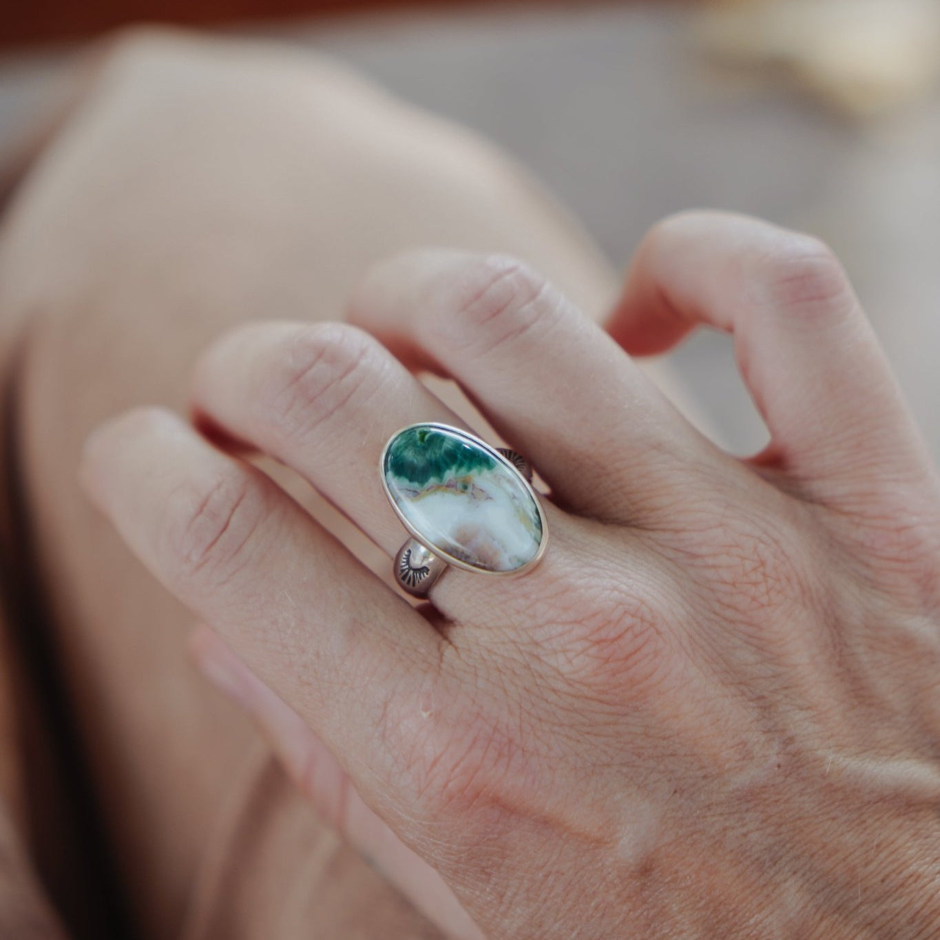 Ocean Jasper Ring (Size 8.75) - Golden Road Crafted