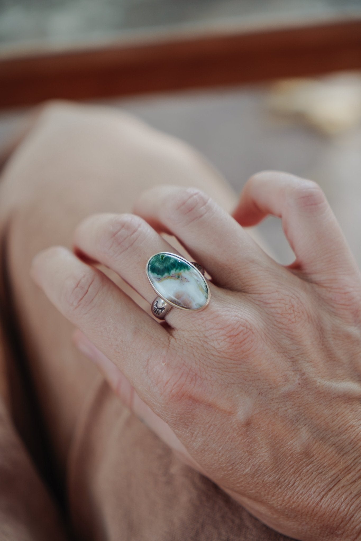 Ocean Jasper Ring (Size 8.75) - Golden Road Crafted