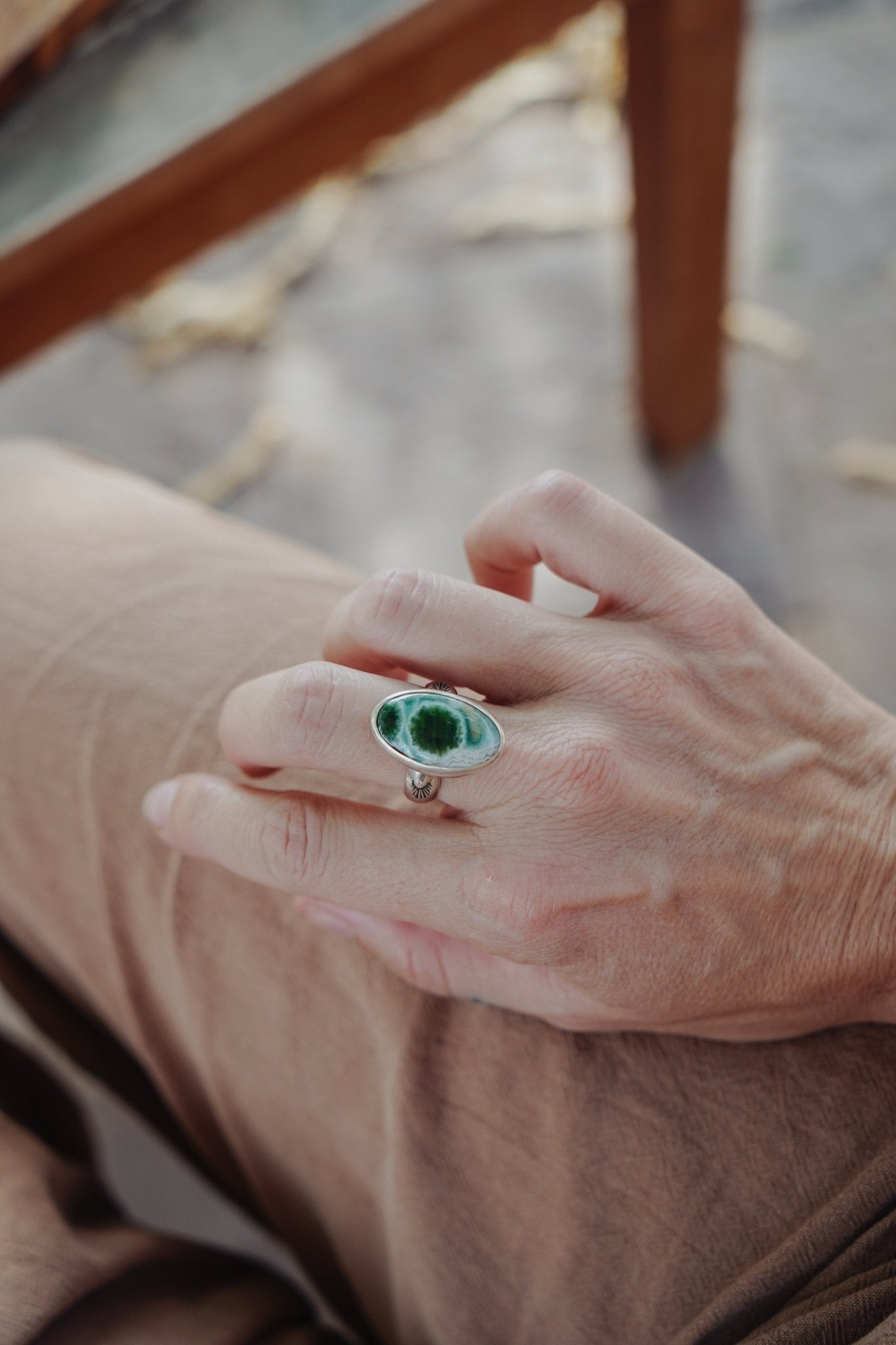 Ocean Jasper Ring (Size 8.75) - Golden Road Crafted