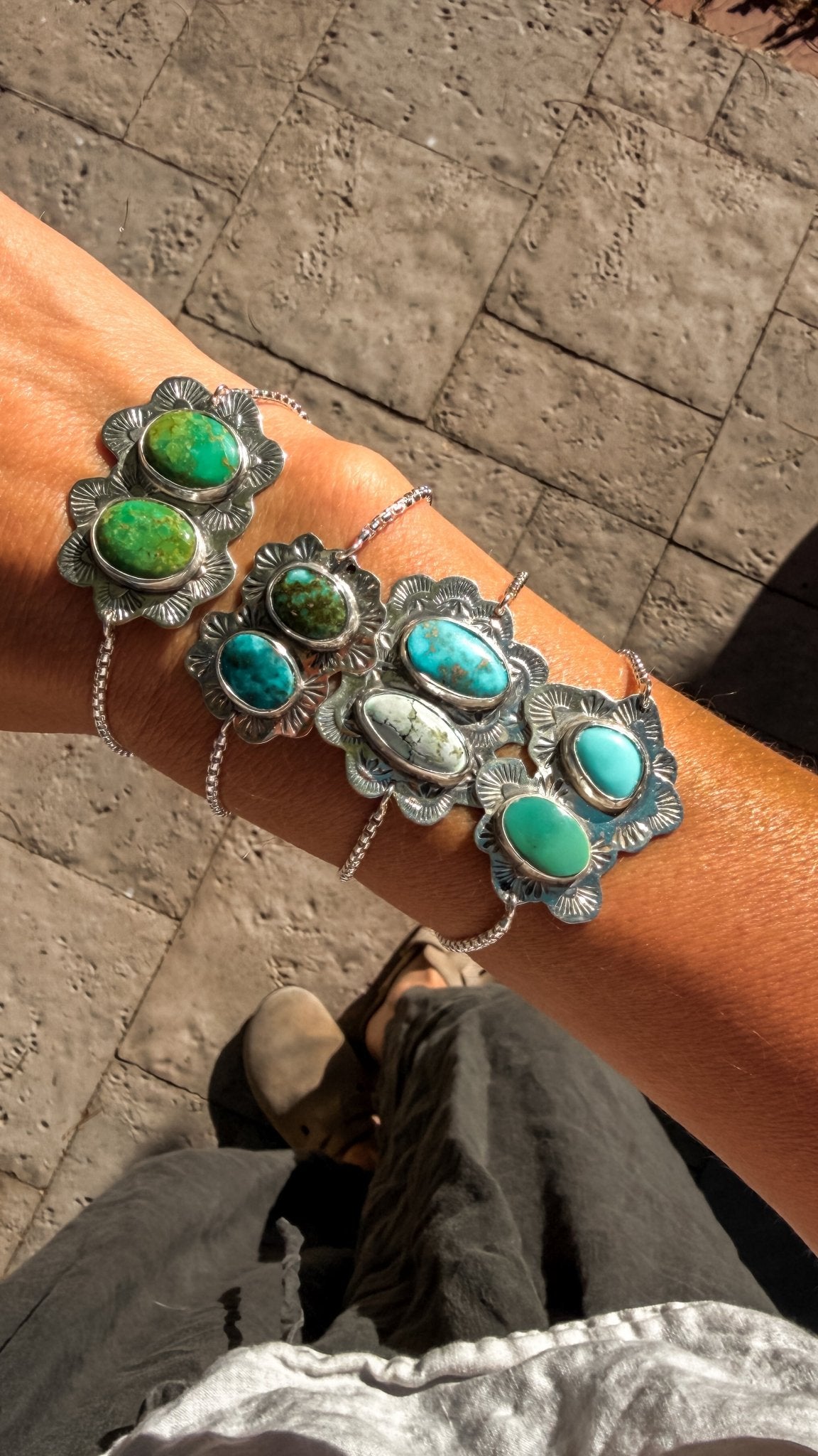 Out West Adjustable Bracelet in Campitos & Royston Turquoise - Golden Road Crafted