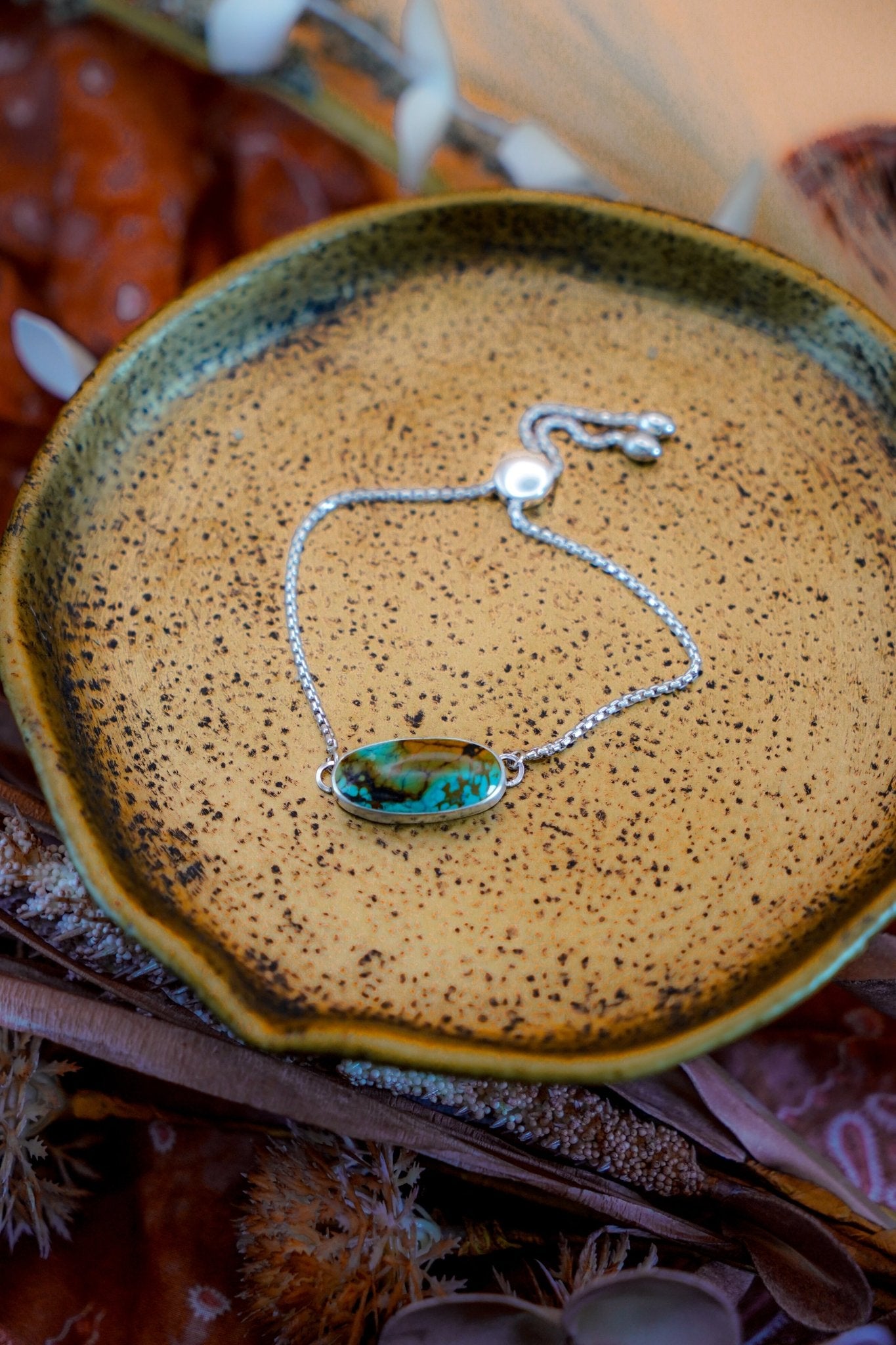 Out West Adjustable Bracelet in Hubei Turquoise - Golden Road Crafted
