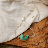 Out West Adjustable Bracelet in Royston Turquoise - Golden Road Crafted