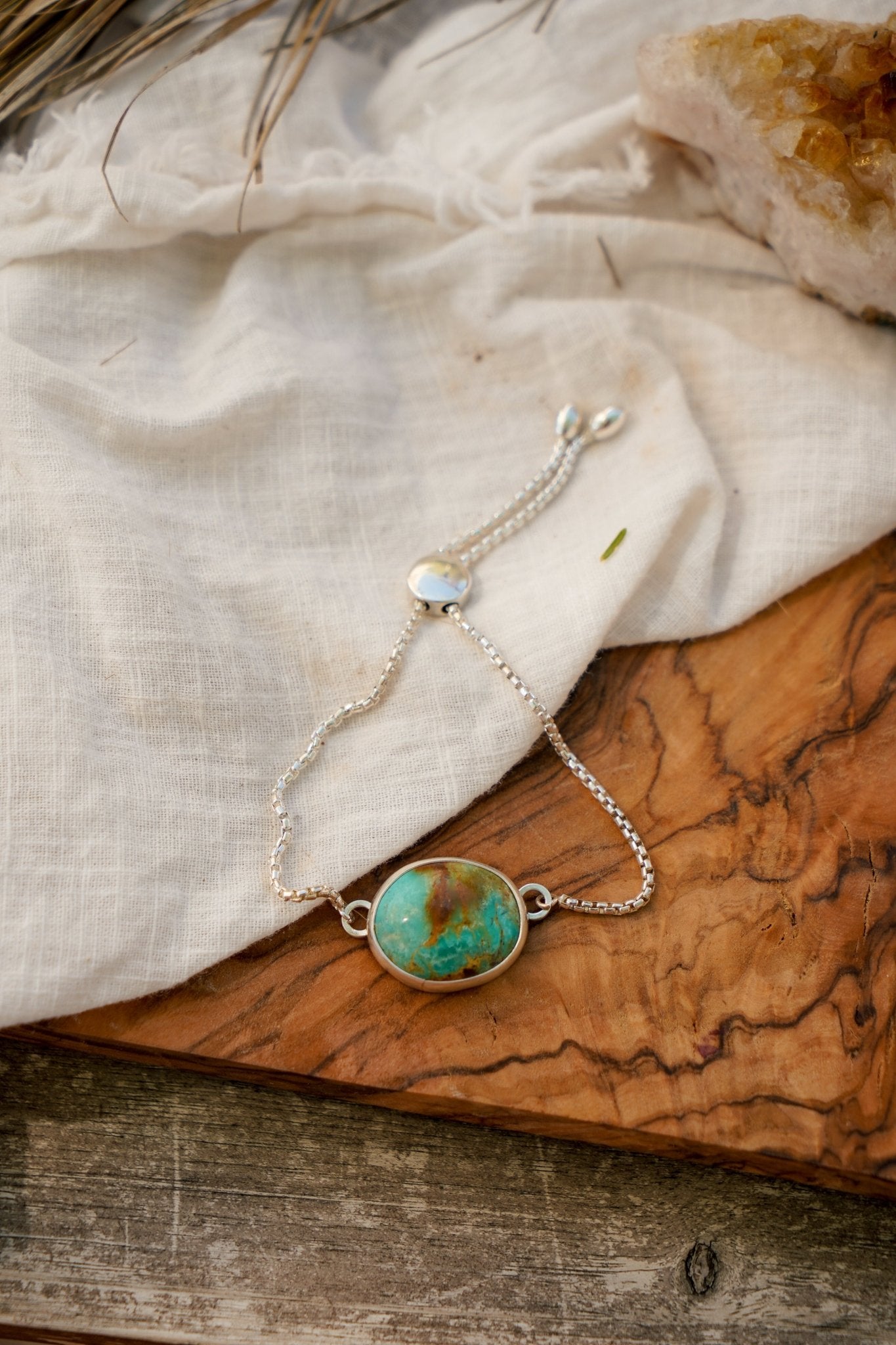 Out West Adjustable Bracelet in Royston Turquoise - Golden Road Crafted