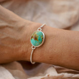 Out West Adjustable Bracelet in Royston Turquoise - Golden Road Crafted