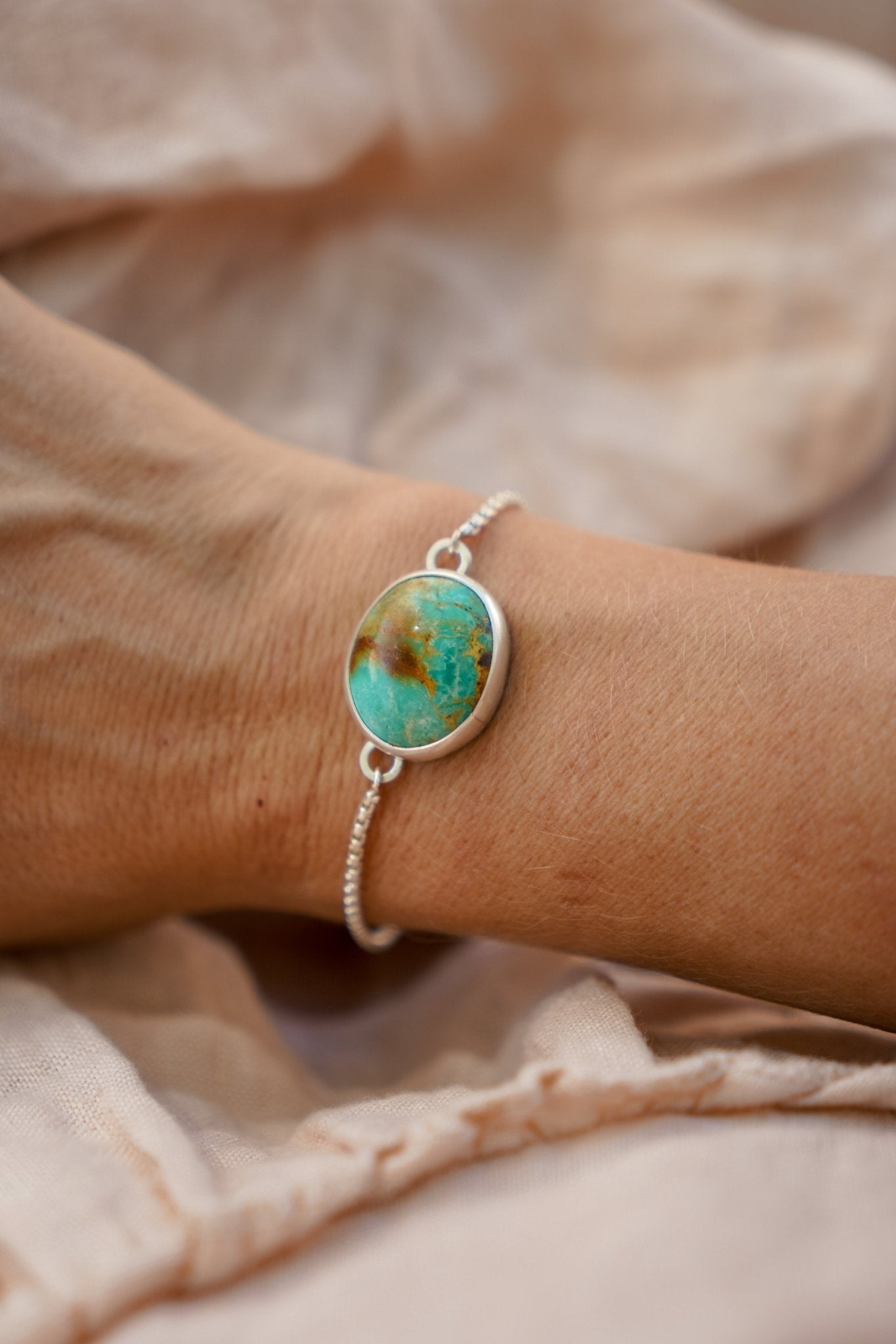 Out West Adjustable Bracelet in Royston Turquoise - Golden Road Crafted