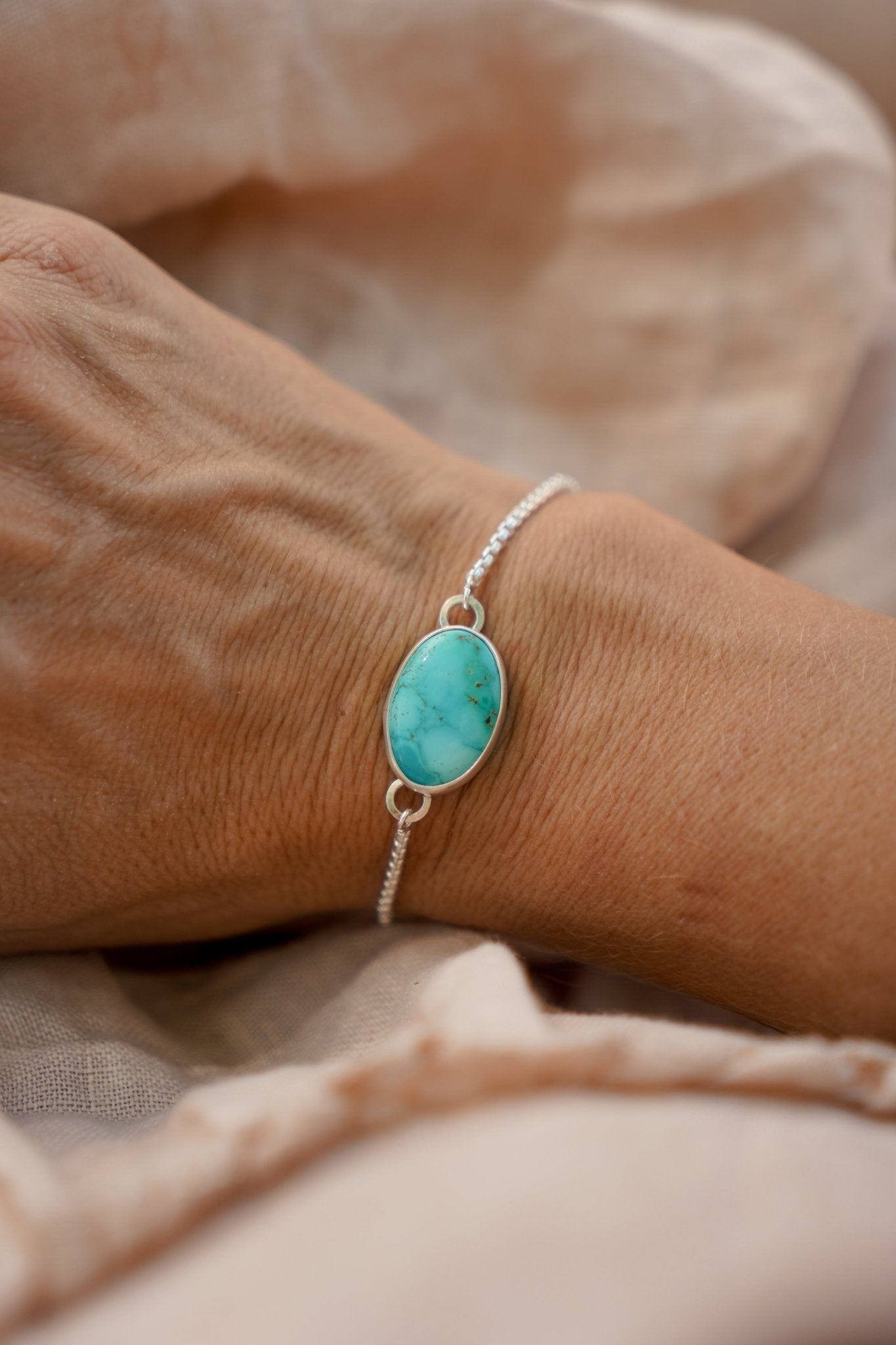 Out West Adjustable Bracelet in Royston Turquoise - Golden Road Crafted