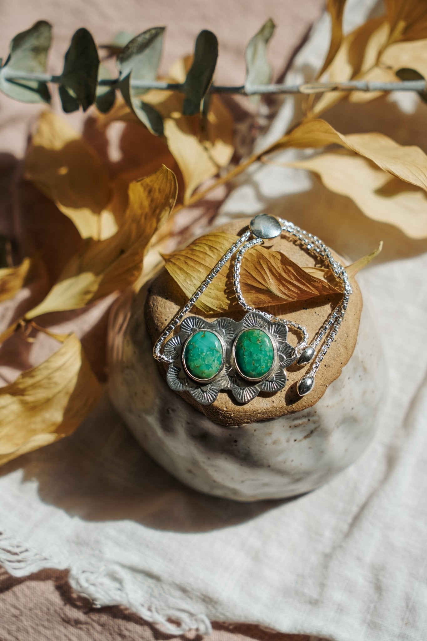 Out West Adjustable Bracelet in Royston Turquoise - Golden Road Crafted