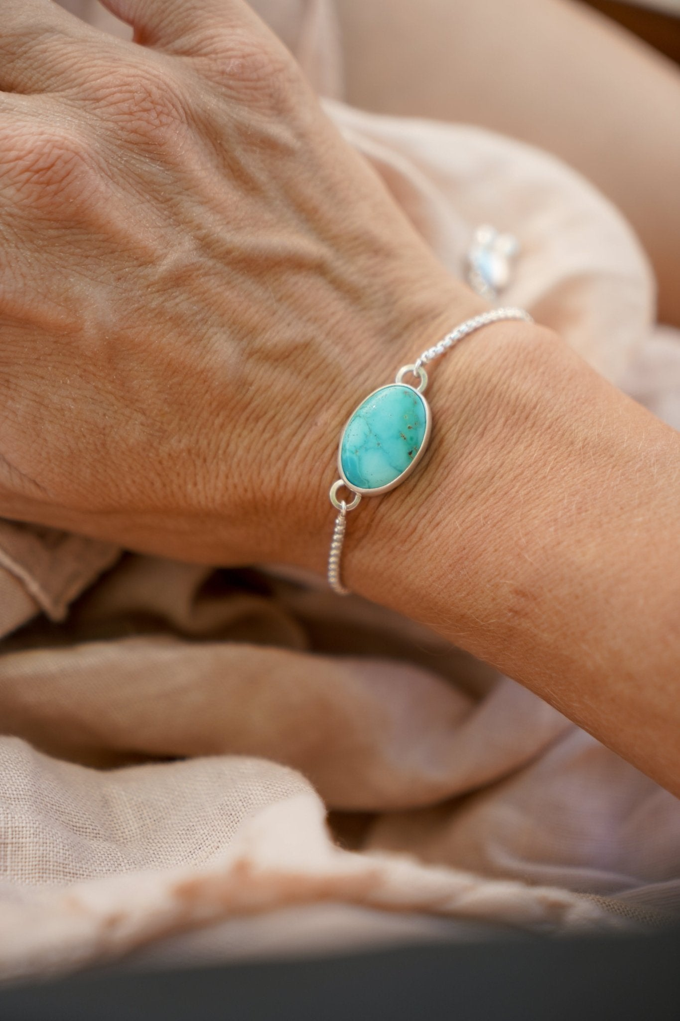 Out West Adjustable Bracelet in Royston Turquoise - Golden Road Crafted