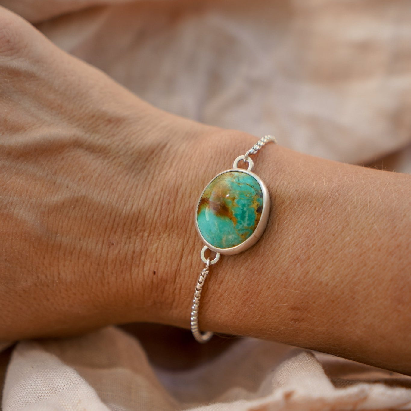 Out West Adjustable Bracelet in Royston Turquoise - Golden Road Crafted