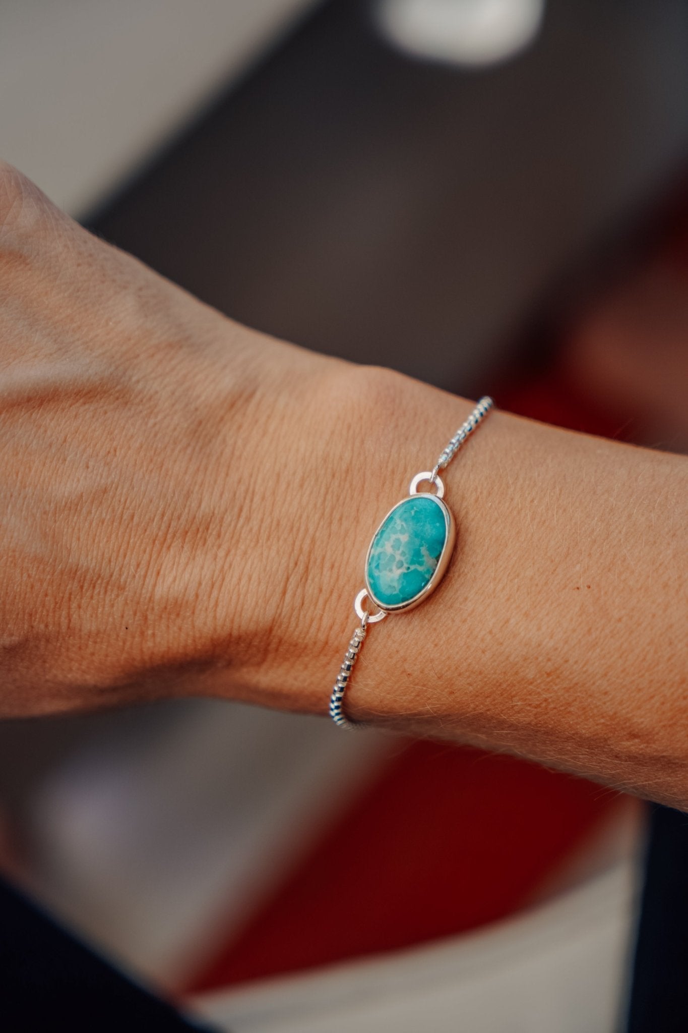 Out West Adjustable Bracelet in Whitewater Turquoise - Golden Road Crafted