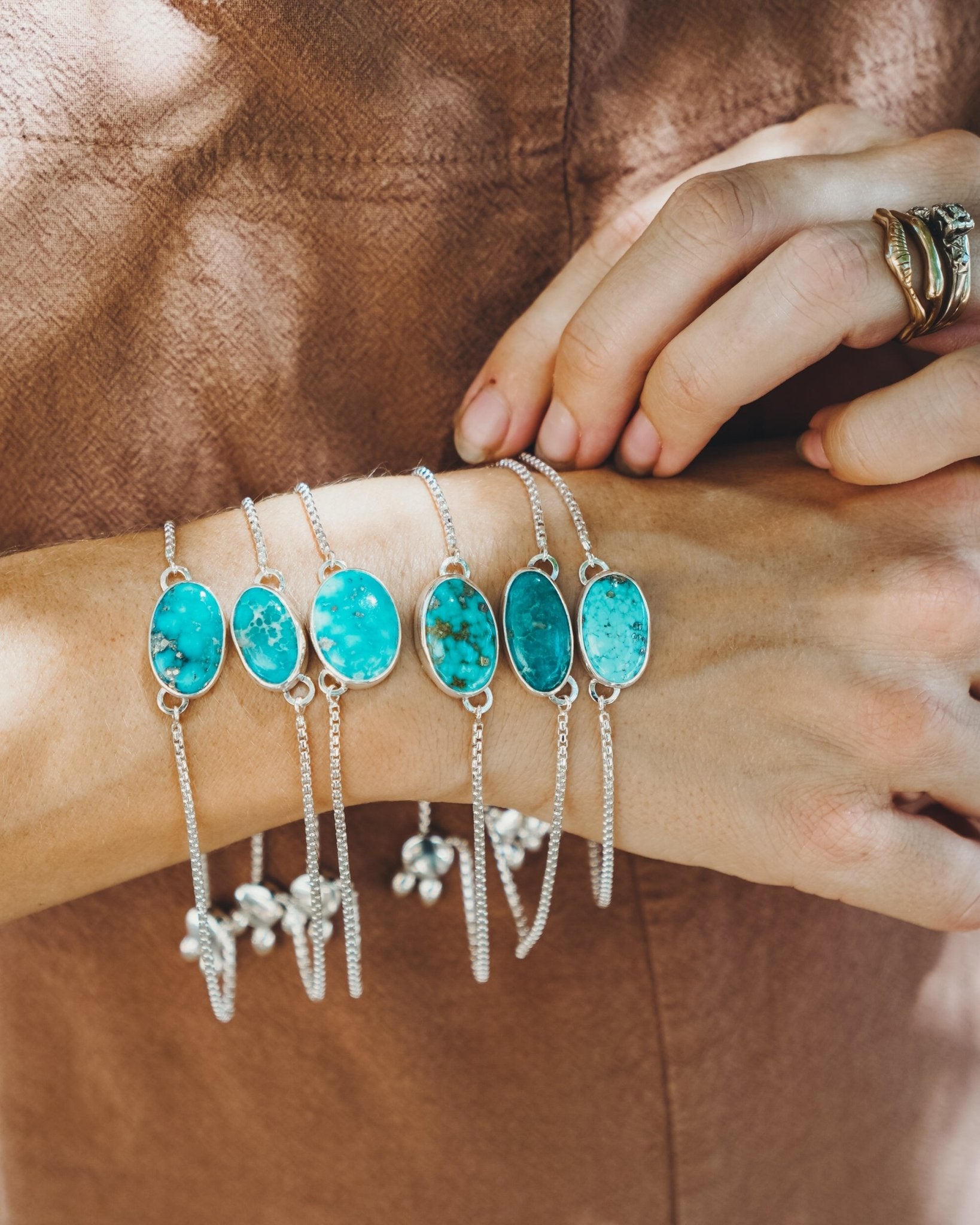 Out West Adjustable Bracelet in Whitewater Turquoise - Golden Road Crafted