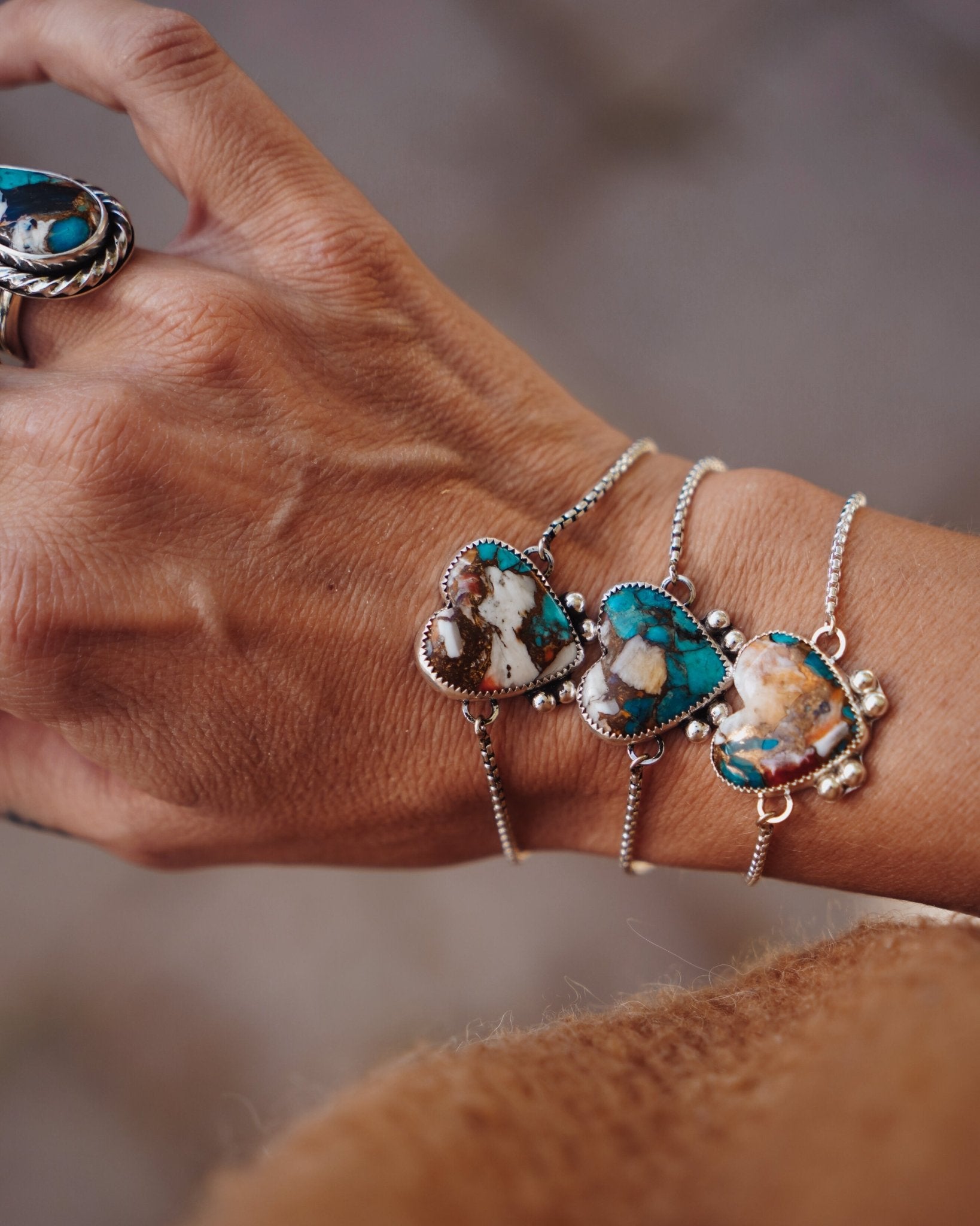 Out West Bracelets in Spiny Oyster Hearts - Golden Road Crafted