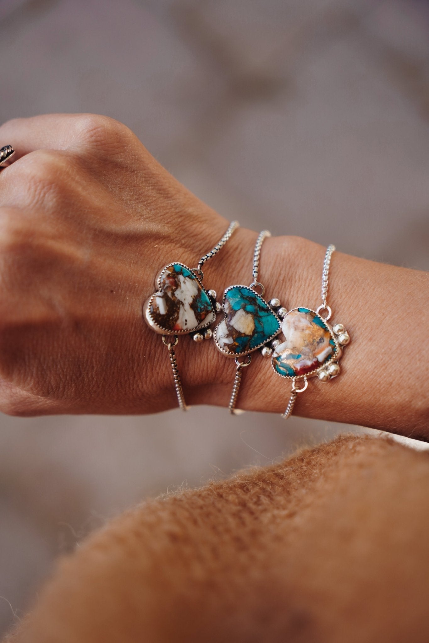 Out West Bracelets in Spiny Oyster Hearts - Golden Road Crafted