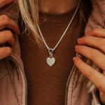 Pearl Heart Necklace with Double Curb Chain - Golden Road Crafted