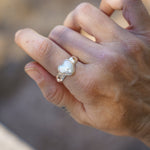 Pearl Heart Ring w/ Citrine (Size 9.5) - Golden Road Crafted