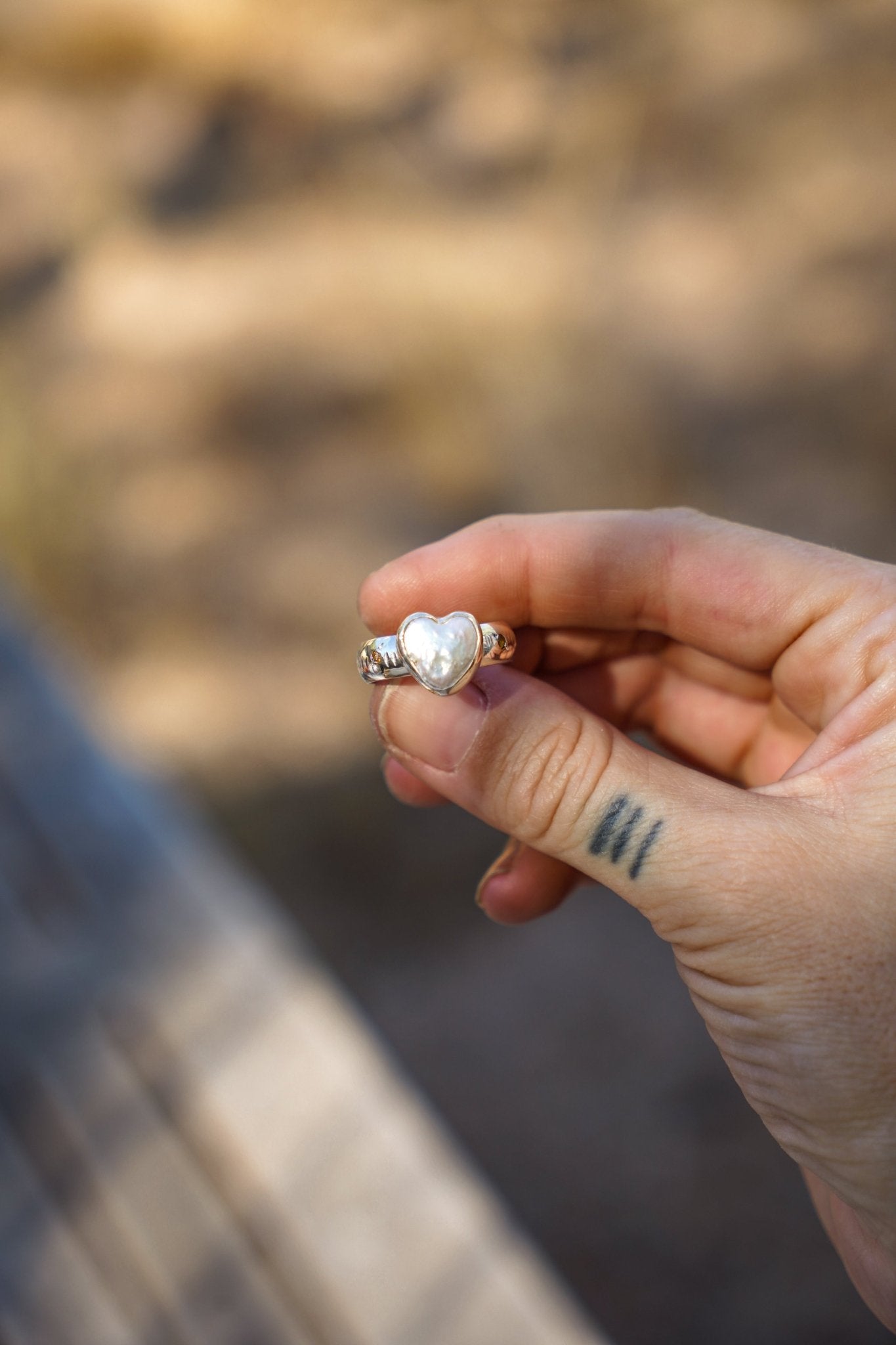Pearl Heart Ring w/ Citrine (Size 9.5) - Golden Road Crafted