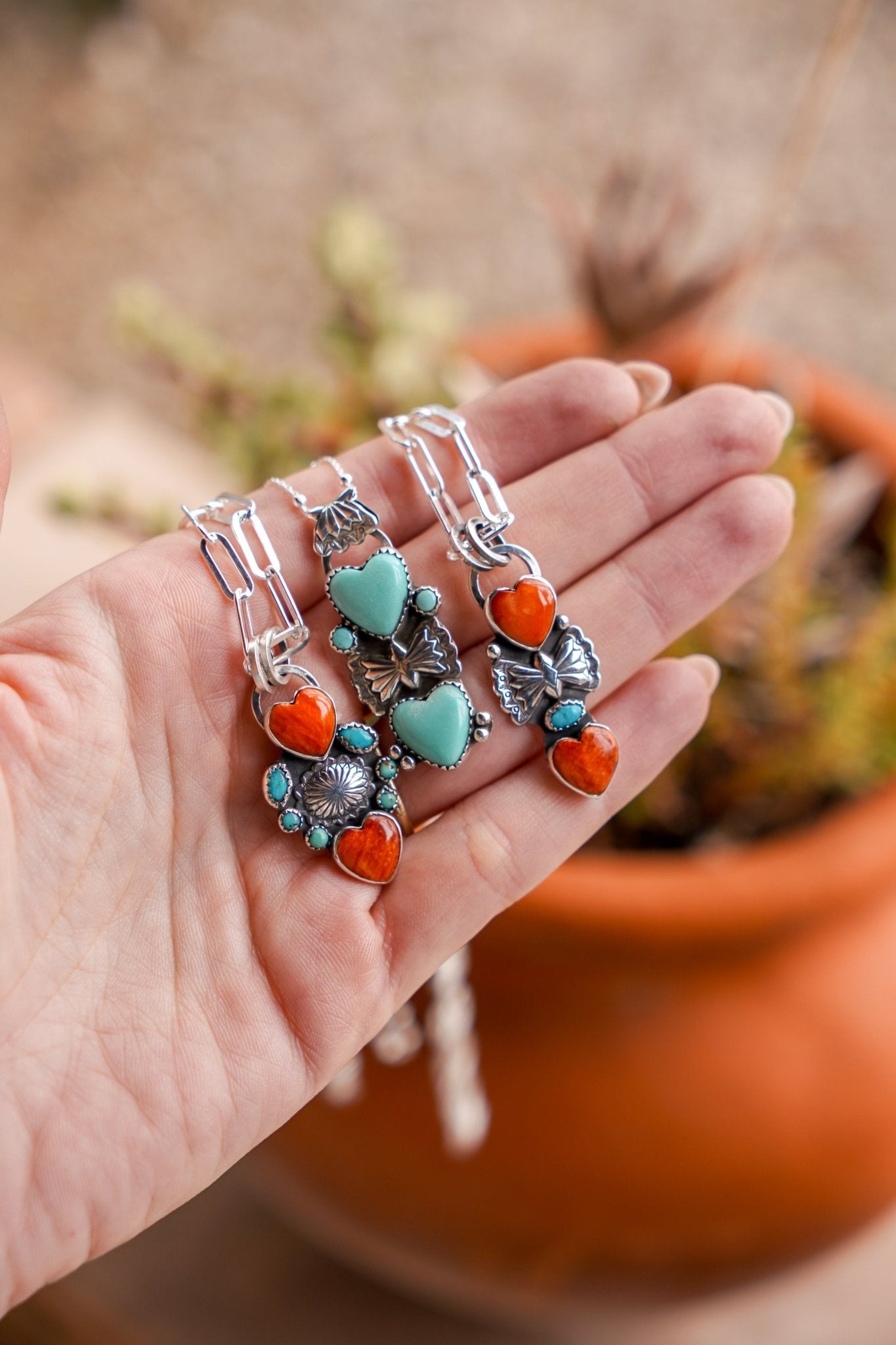 Pendant in Campitos & Lone Mountain Turquoise - Golden Road Crafted