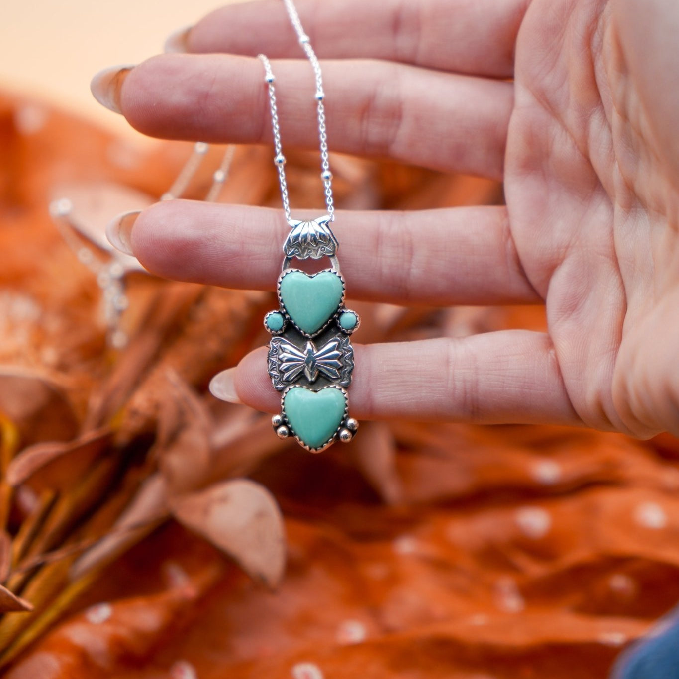 Pendant in Campitos & Lone Mountain Turquoise - Golden Road Crafted