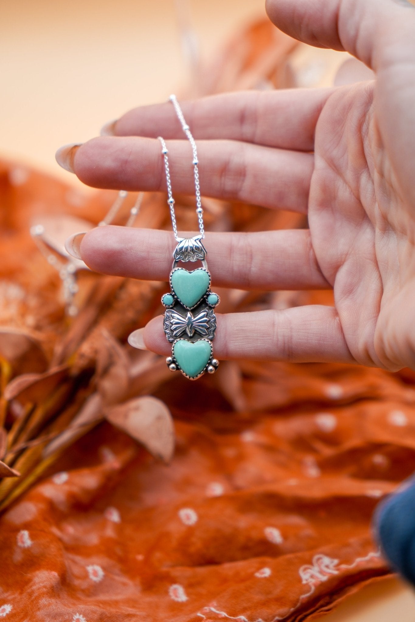 Pendant in Campitos & Lone Mountain Turquoise - Golden Road Crafted