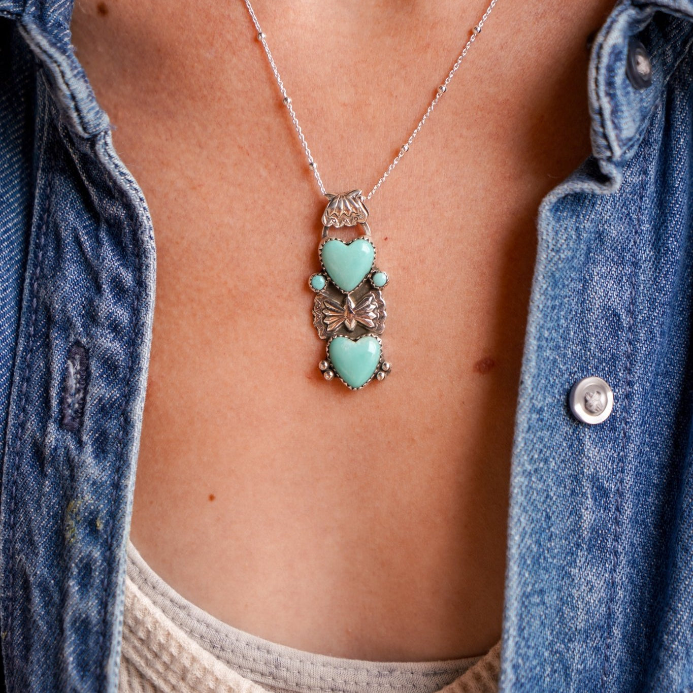 Pendant in Campitos & Lone Mountain Turquoise - Golden Road Crafted