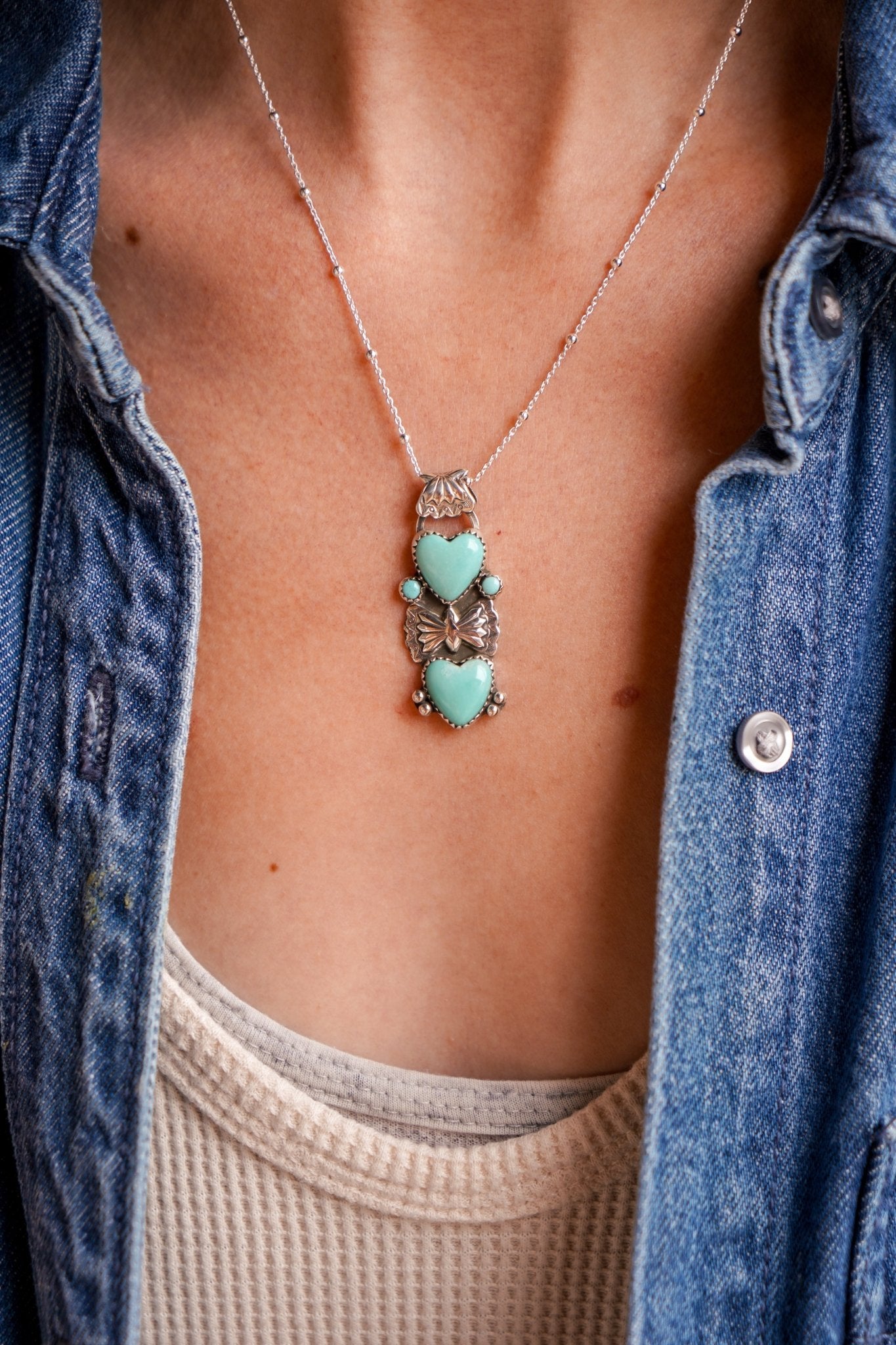 Pendant in Campitos & Lone Mountain Turquoise - Golden Road Crafted