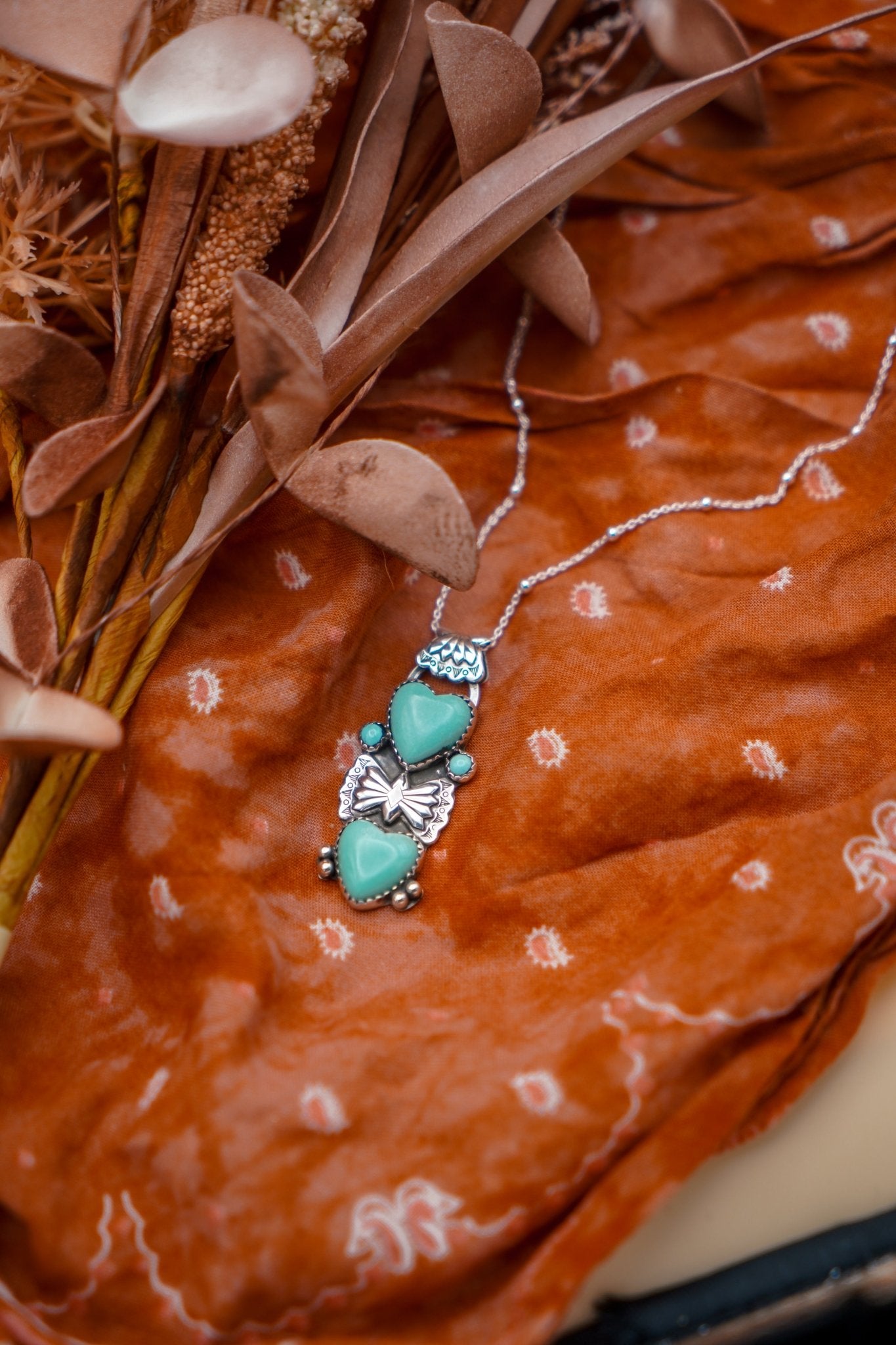 Pendant in Campitos & Lone Mountain Turquoise - Golden Road Crafted