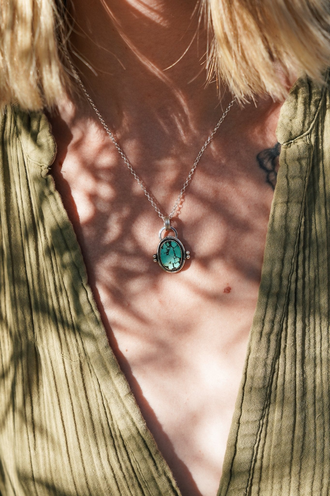Pendant in Hubei Turquoise - Golden Road Crafted