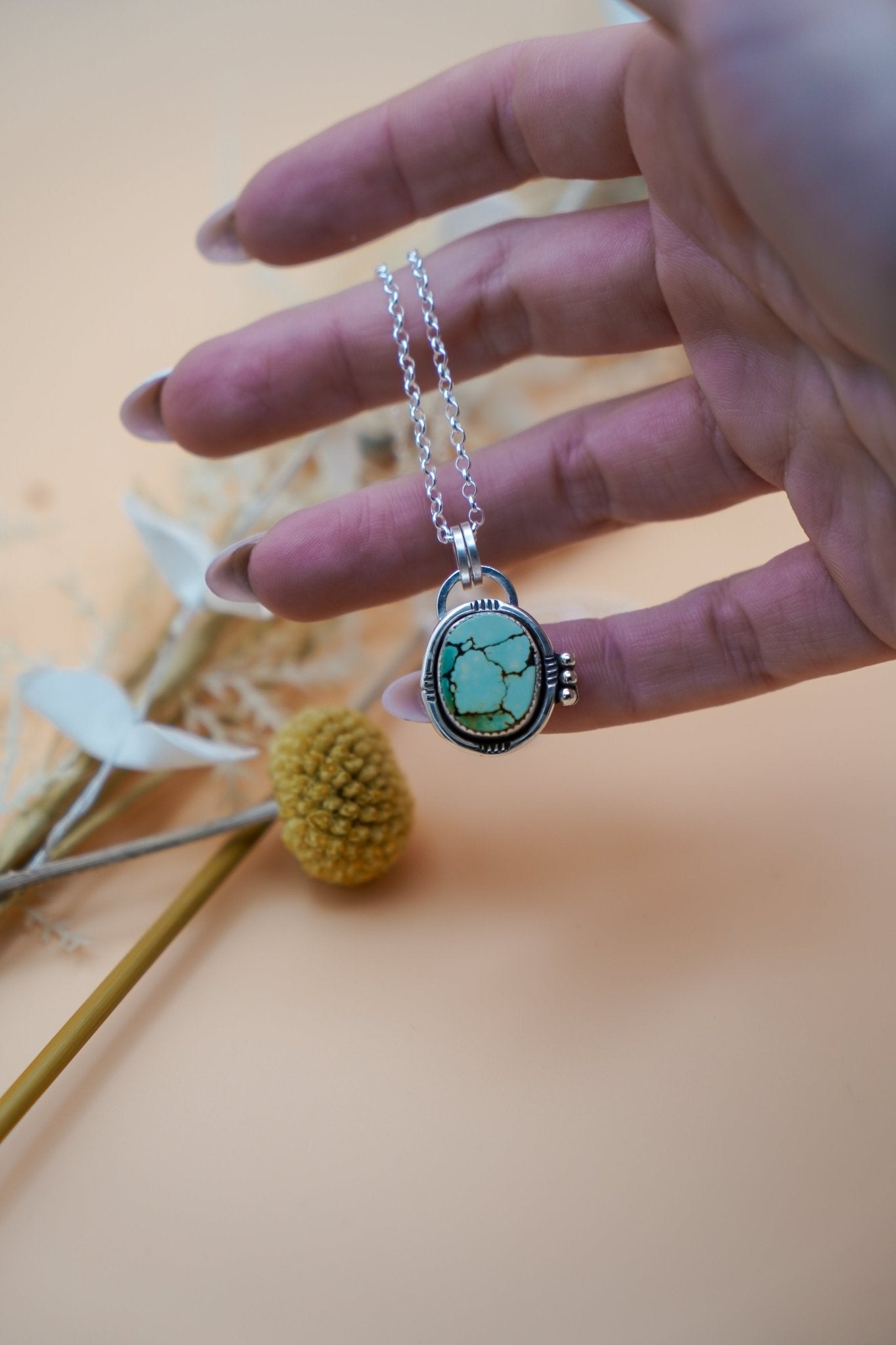 Pendant in Hubei Turquoise - Golden Road Crafted