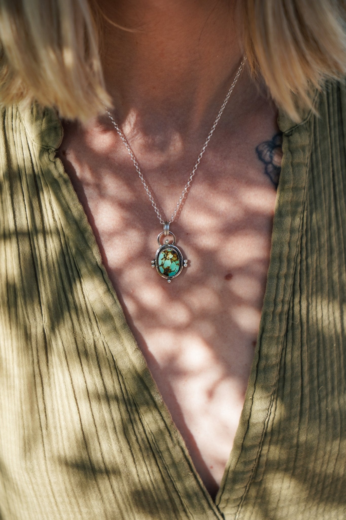 Pendant in Hubei Turquoise - Golden Road Crafted