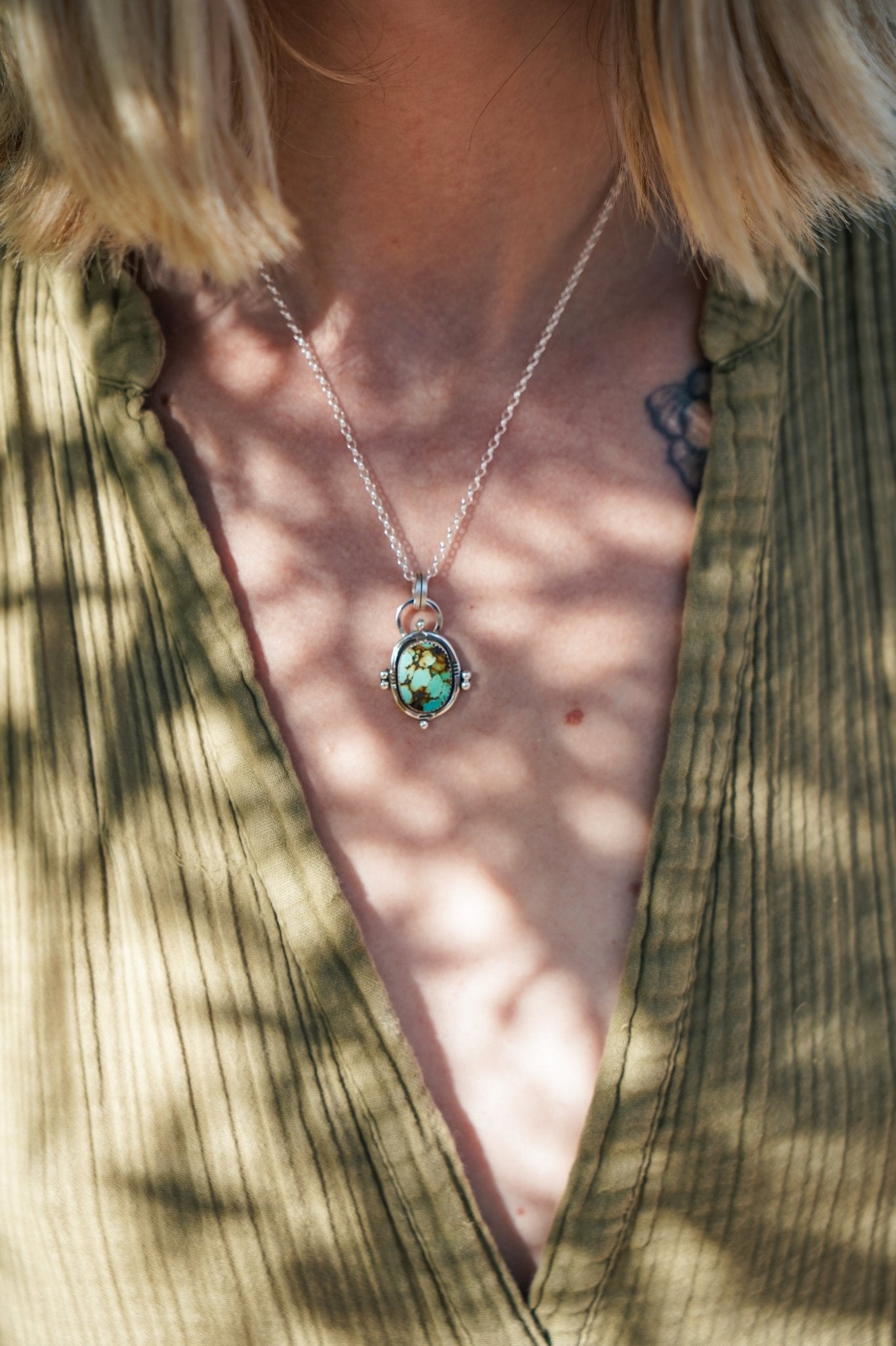 Pendant in Hubei Turquoise - Golden Road Crafted