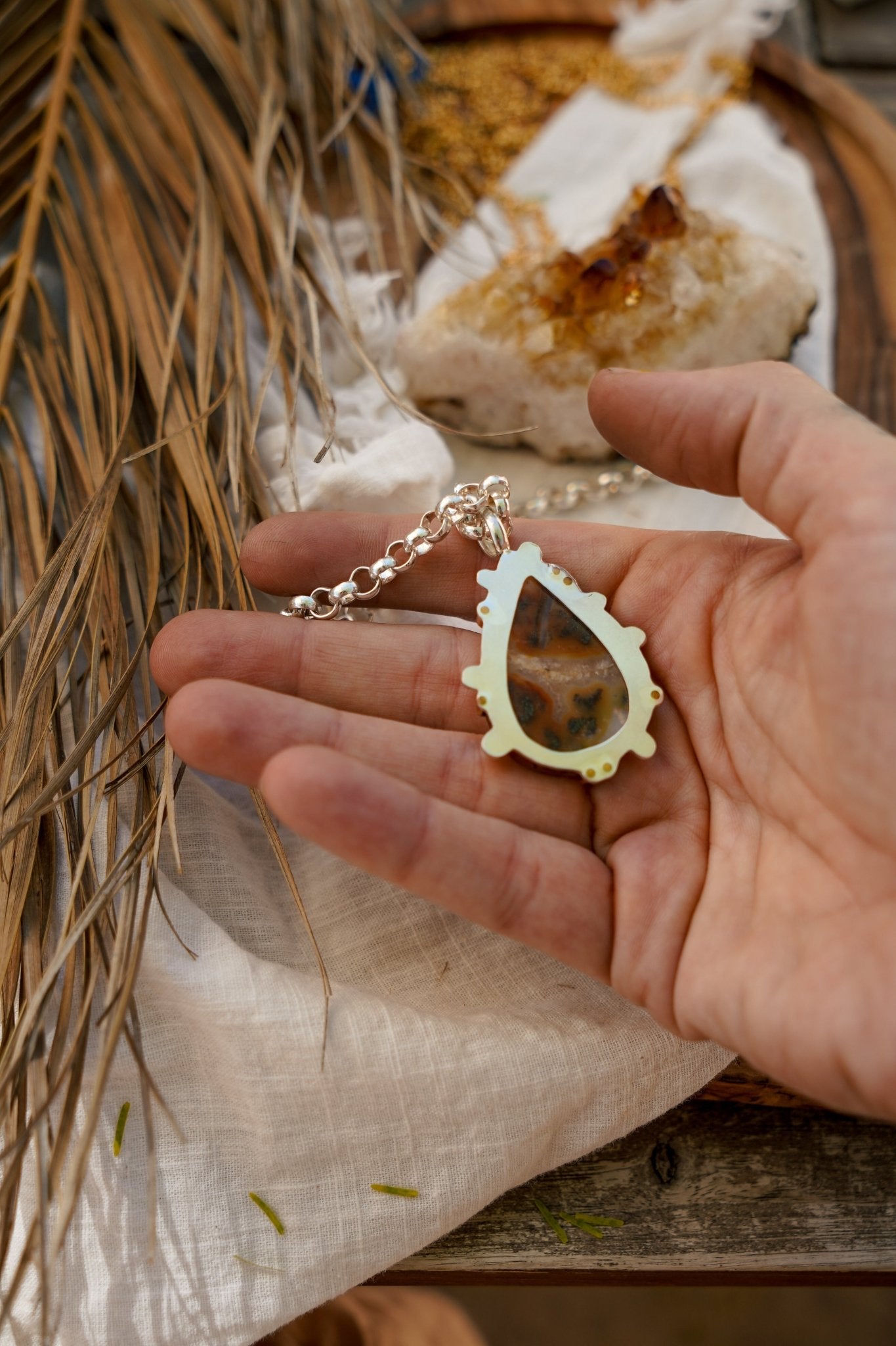 Pendant in Marcasite with Gold - Fill Prongs - Golden Road Crafted