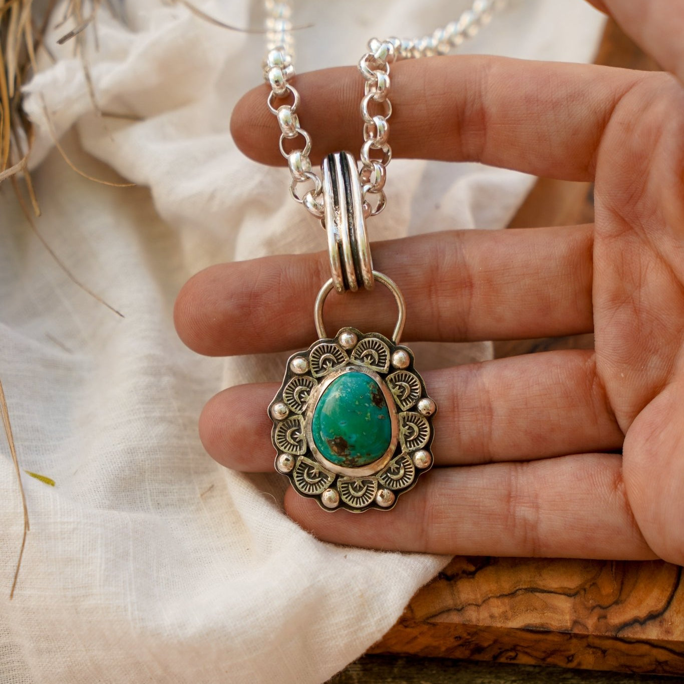 Pendant in Royston Turquoise - Golden Road Crafted