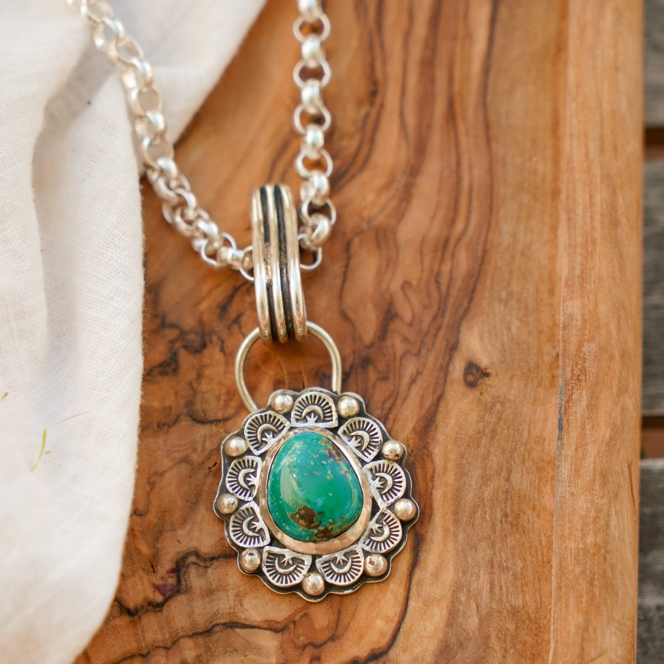 Pendant in Royston Turquoise - Golden Road Crafted