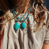 Pendant in Royston Turquoise w/ Turquoise Bead Chain - Golden Road Crafted