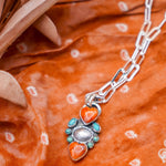Pendant in Spiny Oyster & Hubei Turquoise - Golden Road Crafted