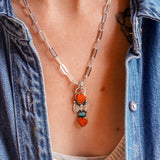 Pendant in Spiny Oyster & Hubei Turquoise - Golden Road Crafted